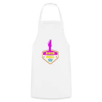 ROCK 'N' ROLL SINCE 1980 - Cooking Apron - white - Front - AI Model Male 185 dark (185cm)