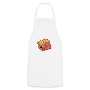 Toast with a fat steak best breakfast - Cooking Apron - white - Front - AI Model Male 185 dark (185cm)