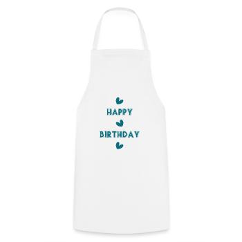 HAPPY BIRTHDAY. JOYEUX ANNIVERSAIRE. ANNIVERSAIRE. - Tablier de cuisine - blanc - Devant - AI Model Male 185 dark (185cm)