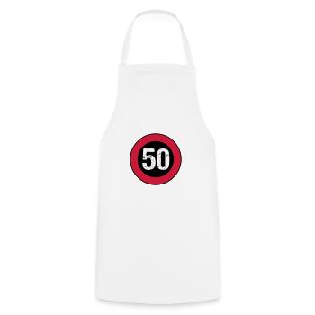 Bouclier 50 anniversaire vintage - Tablier de cuisine - blanc - Devant - AI Model Male 185 dark (185cm)