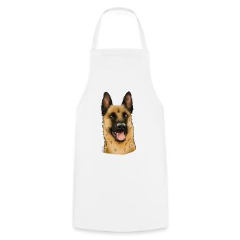 Tête de malinois (pour textiles clairs) - Tablier de cuisine - blanc - Devant - AI Model Male 185 dark (185cm)