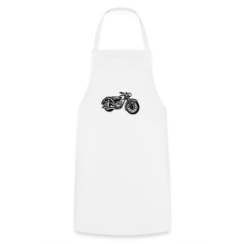 Motorcycle / Classic Motorcycle 04_black - Cooking Apron - white - Front - AI Model Male 185 dark (185cm)