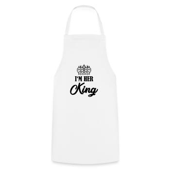 im her king - Cooking Apron - white - Front - AI Model Male 185 dark (185cm)