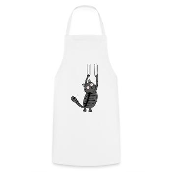 Panic Cat Striped Version - Kochschürze - Weiß - Vorne - AI Model Male 185 dark (185cm)