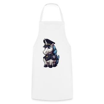 Police Unicorn - Cooking Apron - white - Front - AI Model Male 185 dark (185cm)