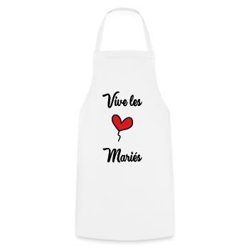 COUPLE. JUST MARRIED. EVJF. SAINT VALENTIN. LOVE. - Tablier de cuisine - blanc - Devant - AI Model Male 185 dark (185cm)