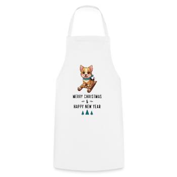 Chien à Noël - Tablier de cuisine - blanc - Devant - AI Model Male 185 dark (185cm)
