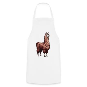 Braunes Lama - Kochschürze - Weiß - Vorne - AI Model Male 185 dark (185cm)