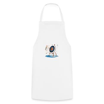 Bow: Bullseye? Never Heard Of Her - Cooking Apron - white - Front - AI Model Male 185 dark (185cm)