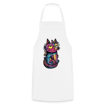Katze Bunt Kunst Design - Kochschürze - Weiß - Vorne - AI Model Male 185 dark (185cm)