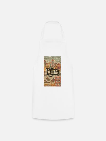 Reims Stadtbild Retro Illustration - Kochschürze - Weiß