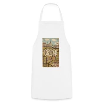 Paysage urbain de Nancy Rétro Carte Typographie - Tablier de cuisine - blanc - Devant - AI Model Male 185 dark (185cm)