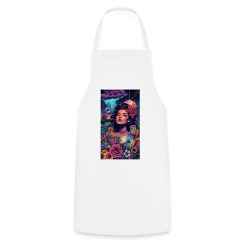 Sirène florale néon - Tablier de cuisine - blanc - Devant - AI Model Male 185 dark (185cm)