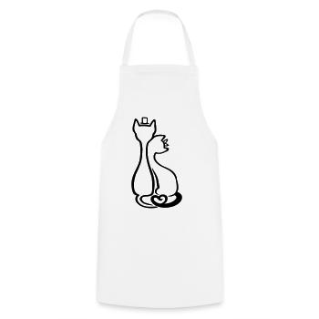 Elegant Cat Couple Line Art | Love & Romance Style - Cooking Apron - white - Front - AI Model Male 185 dark (185cm)