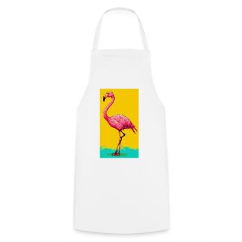 Flamingo - Kochschürze - Weiß - Vorne - AI Model Male 185 dark (185cm)