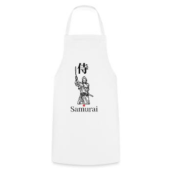 Samurai Symbol Minimal Schwarz Weiß Rot - Kochschürze - Weiß - Vorne - AI Model Male 185 dark (185cm)