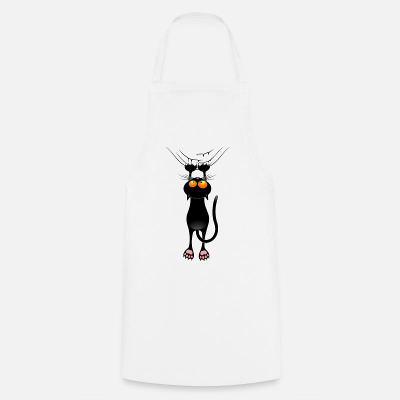 Funny Cat Meme Hanging on Fabric Curtain - Cooking Apron - white