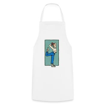 Yoga - Female #1 - Cooking Apron - white - Front - AI Model Male 185 dark (185cm)
