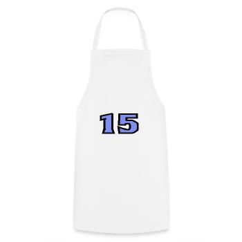 15. 15 YEARS. 15th ANNIVERSARY. 15 YEAR ANNIVERSARY. - Cooking Apron - white - Front - AI Model Male 185 dark (185cm)