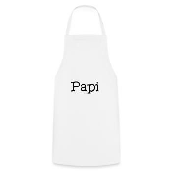 PAPOU. PAPA. FÊTE DES PÈRES. BONNE FÊTE PAPA. PAPI - Tablier de cuisine - blanc - Devant - AI Model Male 185 dark (185cm)