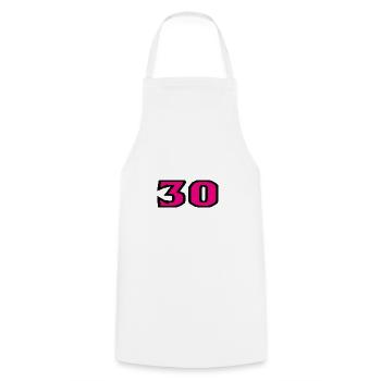30. 30 ANS. 30e ANNIVERSAIRE. ANNIVERSAIRE 30 ANS. - Tablier de cuisine - blanc - Devant - AI Model Male 185 dark (185cm)