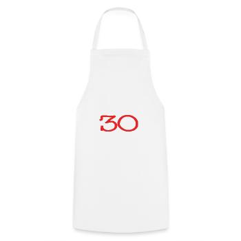 30. 30 YEARS. 30th ANNIVERSARY. 30TH ANNIVERSARY. - Cooking Apron - white - Front - AI Model Male 185 dark (185cm)