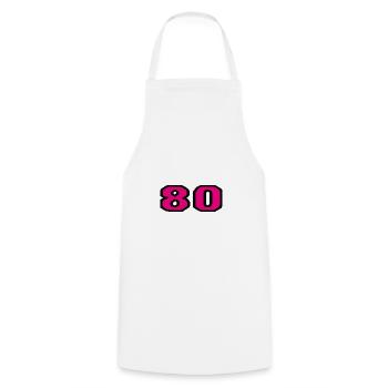 80. 80 YEARS. 80th ANNIVERSARY. 80TH BIRTHDAY. - Cooking Apron - white - Front - AI Model Male 185 dark (185cm)