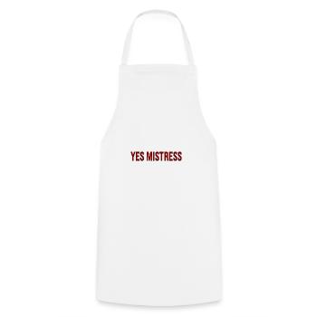 Mistress Yes Meisterin Herrin BDSM und Fetisch - Kochschürze - Weiß - Vorne - AI Model Male 185 dark (185cm)