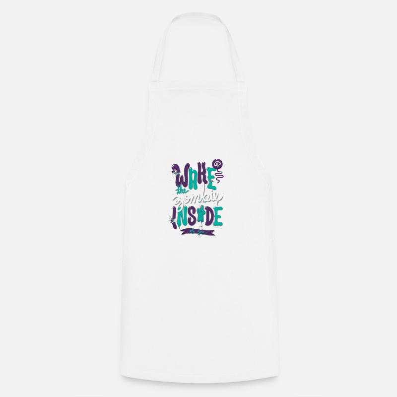Wake up - Zombie inside - Tablier de cuisine - blanc
