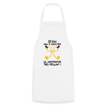 80 ans bouteille petillant anniversaire - Tablier de cuisine - blanc - Devant - AI Model Male 185 dark (185cm)