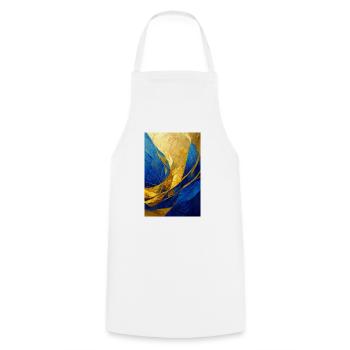 Abstract Painting in Blue and Gold - Kochschürze - Weiß - Vorne - AI Model Male 185 dark (185cm)