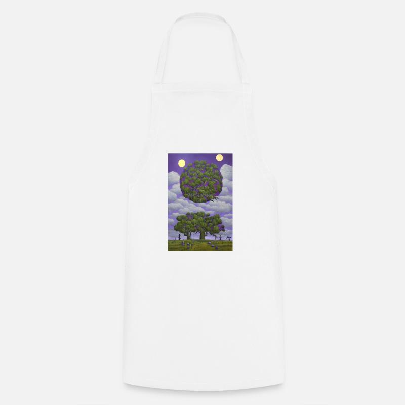 Tree and moon - Cooking Apron - white