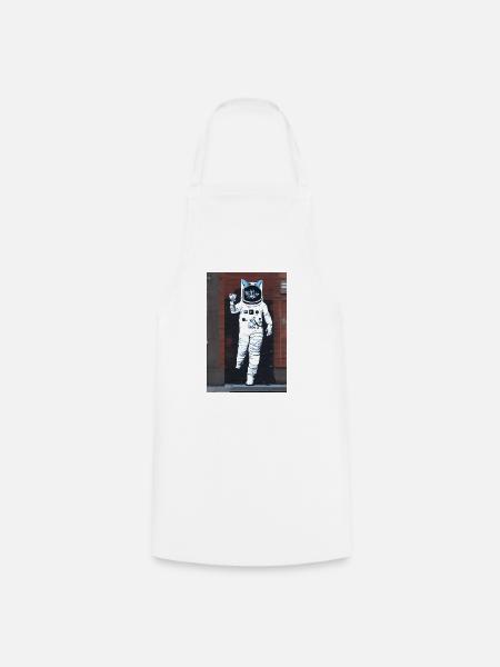 Astronautenkatze im Bansky-Stil - Kochschürze - Weiß