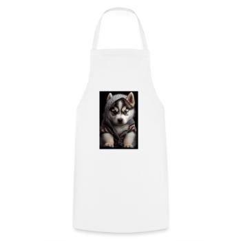 Siberian Husky Dog Puppy - Cooking Apron - white - Front - AI Model Male 185 dark (185cm)