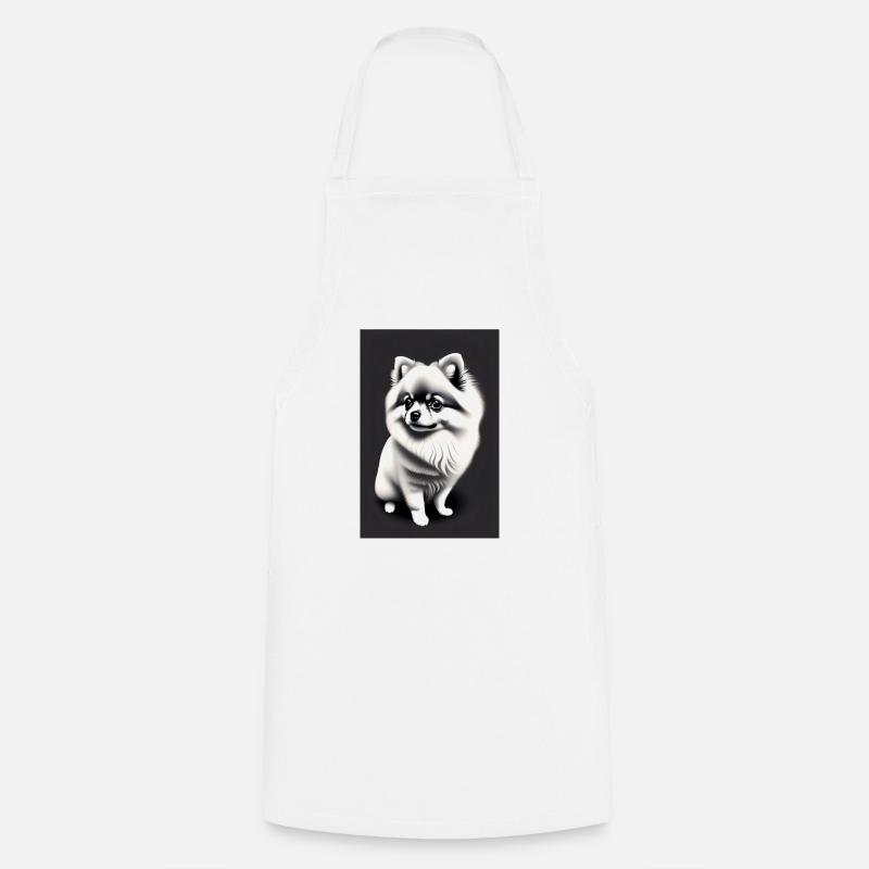 Pomeranian "Black & white" - Tablier de cuisine - blanc