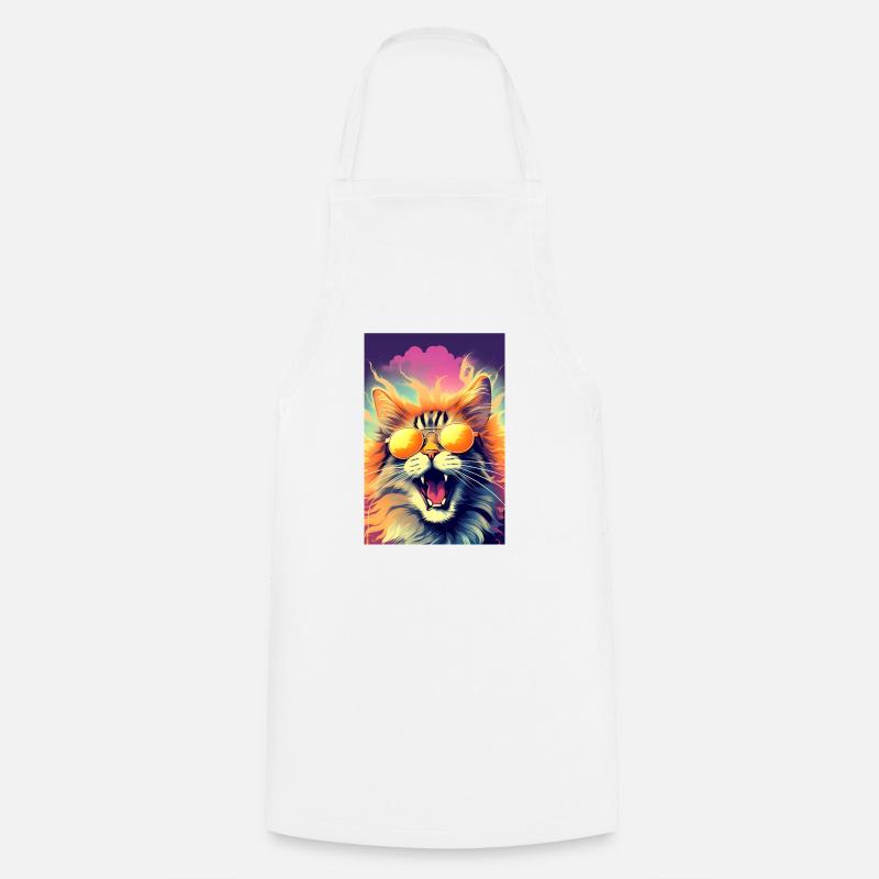 Crazy Cat - Cooking Apron - white