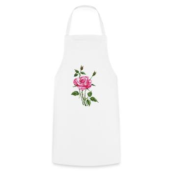 Flower - Cooking Apron - white - Front - AI Model Male 185 dark (185cm)