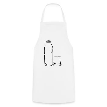 Milk Bottle Glass - Cooking Apron - white - Front - AI Model Male 185 dark (185cm)