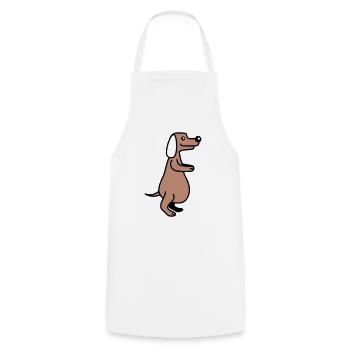 Dog Big Belly Overweight Funny Cartoon Comic - Cooking Apron - white - Front - AI Model Male 185 dark (185cm)