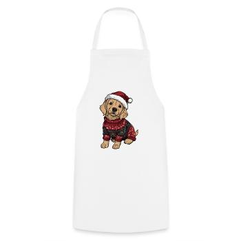 Golden Retriever Chien Noël Drôle - Tablier de cuisine - blanc - Devant - AI Model Male 185 dark (185cm)