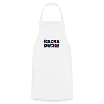 Hacke Dicht - Party - Kochschürze - Weiß - Vorne - AI Model Male 185 dark (185cm)