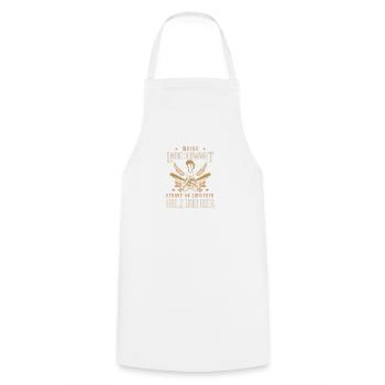 Wood and Beer Whimsy Chainsaw Woodsman - Cooking Apron - white - Front - AI Model Male 185 dark (185cm)