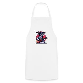 Chèvre Cool Jouant De La Guitare Dans La Conception De Bande - Tablier de cuisine - blanc - Devant - AI Model Male 185 dark (185cm)