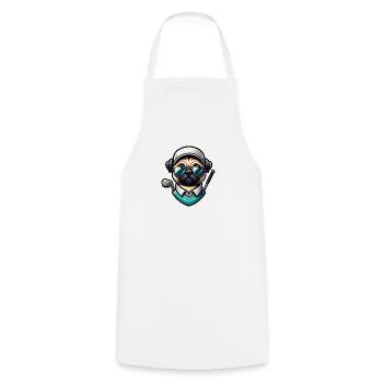 Drôle de golfeur carlin jouant au golf avec des poses cool - Tablier de cuisine - blanc - Devant - AI Model Male 185 dark (185cm)