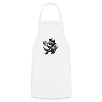 Dinosaur Tennis Player Dino Boy Sport - Cooking Apron - white - Front - AI Model Male 185 dark (185cm)