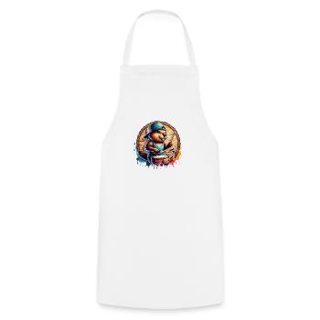 Beaver Drummer Rodent Drum Sticks - Cooking Apron - white - Front - AI Model Male 185 dark (185cm)