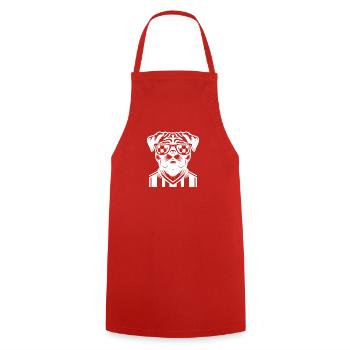 Weißer Mops Silhouette Hund Fußball Champion - Kochschürze - Rot - Vorne - AI Model Male 185 dark (185cm)