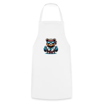 Karate Bear with Sunglasses and Headband - Cooking Apron - white - Front - AI Model Male 185 dark (185cm)
