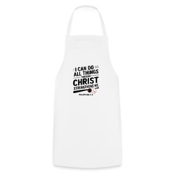 Baseball and Faith: Everything Is Possible Through - Cooking Apron - white - Front - AI Model Male 185 dark (185cm)