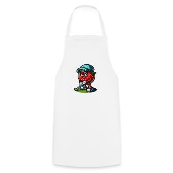 Drôle de tomate de golf avec chapeau élégant prêt pour - Tablier de cuisine - blanc - Devant - AI Model Male 185 dark (185cm)